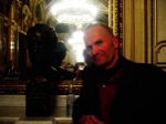 alec with bust of strauss, the staatsoper's first director